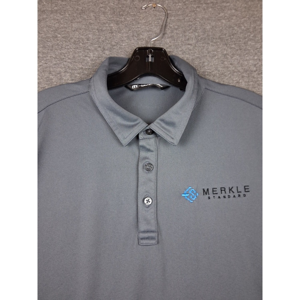 Travis Mathew Mens Shirt L Gray Polo Performance Logo Golf Resort Classic Preppy